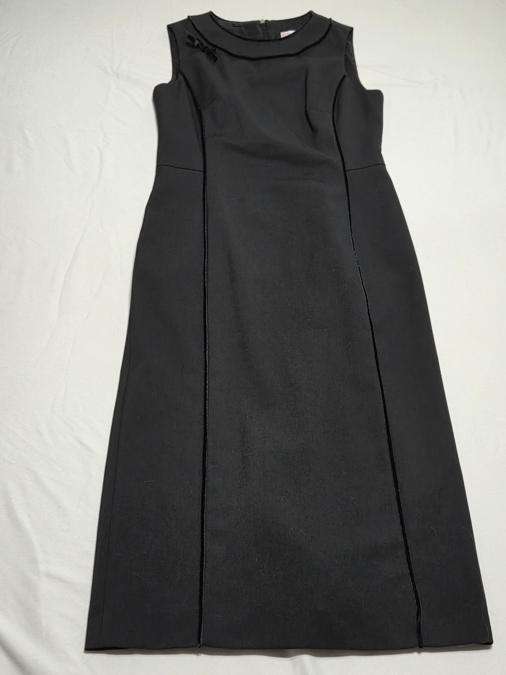 RED Valentino Black Wool Blend Sleeveless Roll Collar Sheath Dress Midi 42 US6